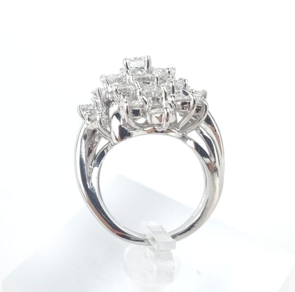 900 Platinum 3.64ct Round Diamond Large Cluster Ladies Cocktail Ring 4.25'' - Image 11