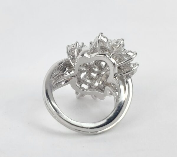 900 Platinum 3.64ct Round Diamond Large Cluster Ladies Cocktail Ring 4.25'' - Image 13