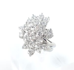 900 Platinum 3.64ct Round Diamond Large Cluster Ladies Cocktail Ring 4.25''
