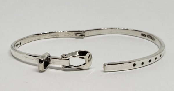 925 Mexico Sterling Silver TM-79 Belt Buckle Hinged Bangle Bracelet Adjustable - Image 3