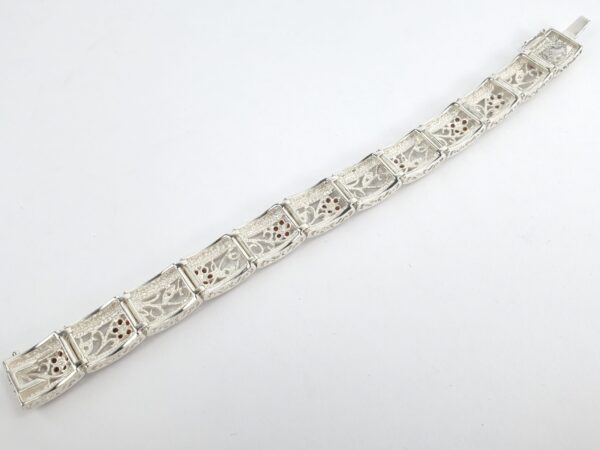 925 Sterling Silver Flower Vine Open Work Link Bracelet 8.5'' - Image 3