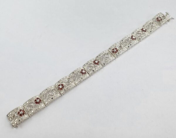925 Sterling Silver Flower Vine Open Work Link Bracelet 8.5'' - Image 4