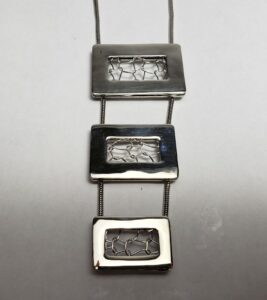 925 Sterling Silver Unique Modern Modernist Contemporary Drop Necklace 16.25''
