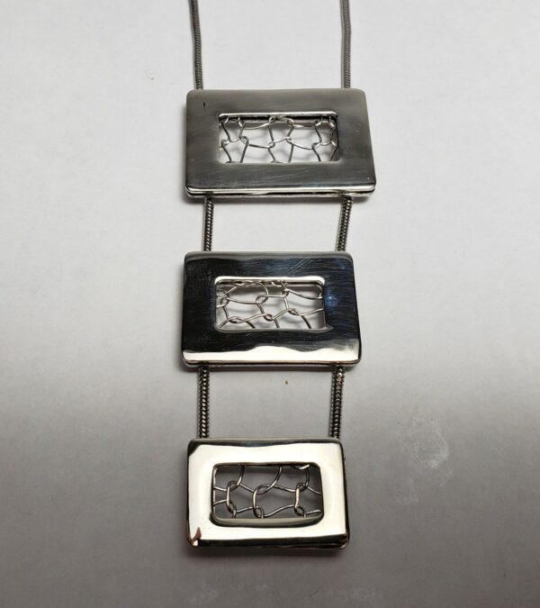 925 Sterling Silver Unique Modern Modernist Contemporary Drop Necklace 16.25''