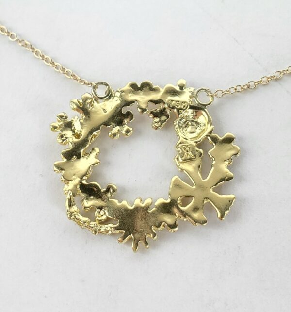 Alberian & Aulde 18k Yellow Gold Enamel Flower Reed Circle Pendant Necklace - Image 8