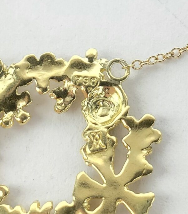 Alberian & Aulde 18k Yellow Gold Enamel Flower Reed Circle Pendant Necklace - Image 9