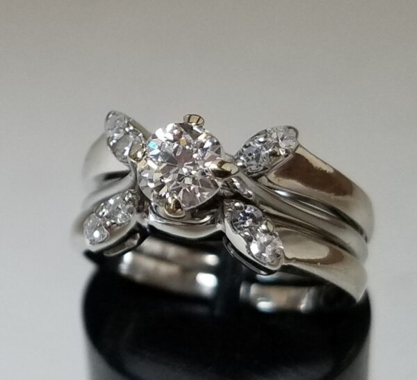 Art Deco Orange Blossom 18k 14k White Gold .5ct Diamond Wedding Engagement Rings - Image 3