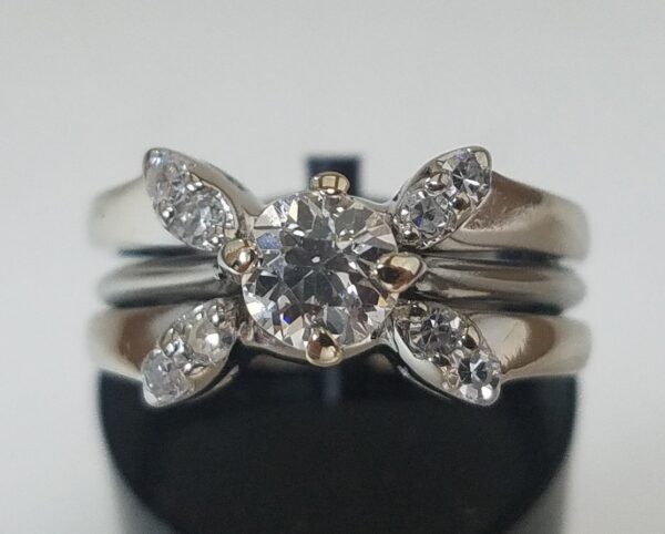 Art Deco Orange Blossom 18k 14k White Gold .5ct Diamond Wedding Engagement Rings - Image 4