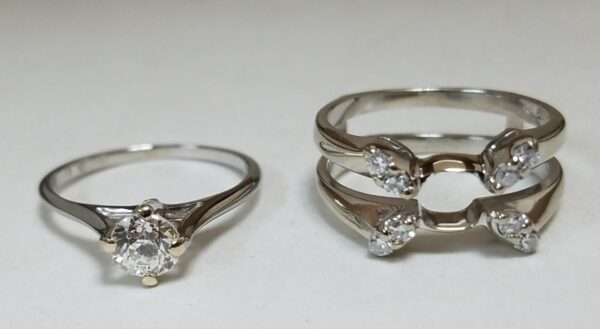 Art Deco Orange Blossom 18k 14k White Gold .5ct Diamond Wedding Engagement Rings - Image 7