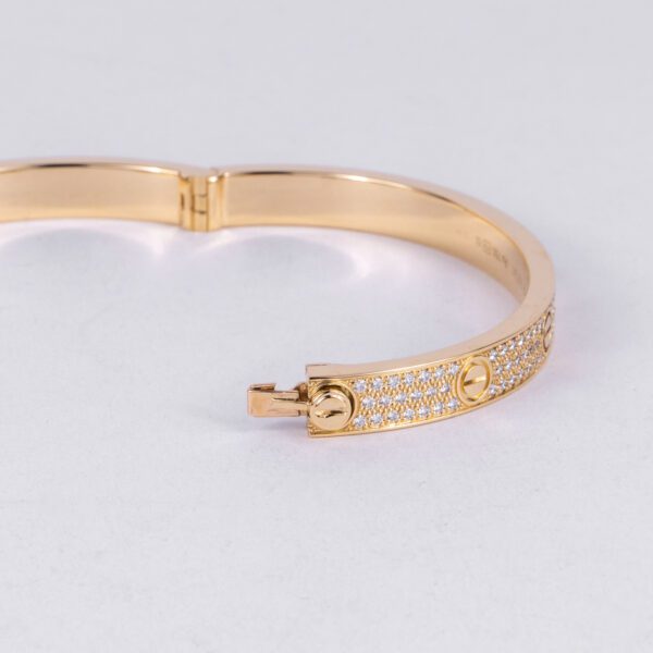 Cartier 18k Yellow Gold 6.7mm Pave Diamond Love Bracelet Size 19 - Image 12