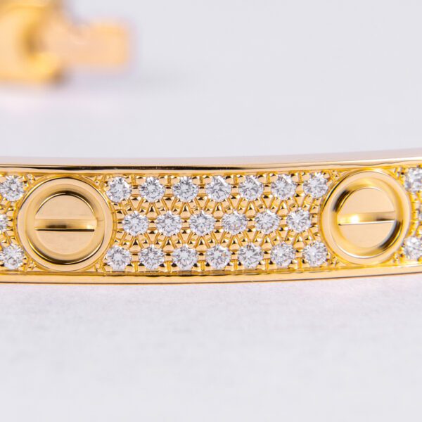 Cartier 18k Yellow Gold 6.7mm Pave Diamond Love Bracelet Size 19 - Image 7