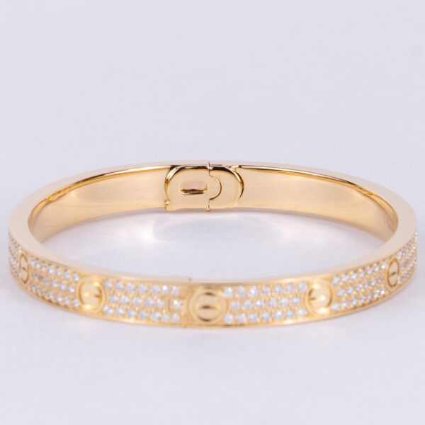 Cartier 18k Yellow Gold 6.7mm Pave Diamond Love Bracelet Size 19 - Image 8
