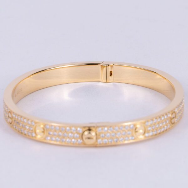 Cartier 18k Yellow Gold 6.7mm Pave Diamond Love Bracelet Size 19 - Image 10