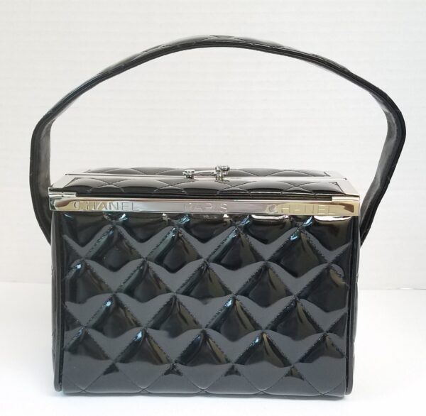 Chanel Vanity Hand Shoulder Box Bag Rare Vintage Quilted Purse Authenticity Card - Image 3
