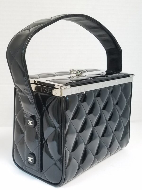 Chanel Vanity Hand Shoulder Box Bag Rare Vintage Quilted Purse Authenticity Card - Image 5