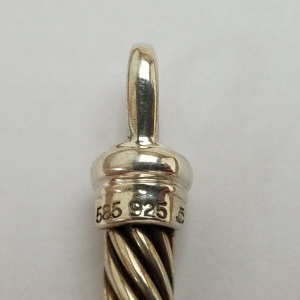 David Yurman 925 Sterling Silver 14k Gold Cable Choker Segmented Necklace - Image 4