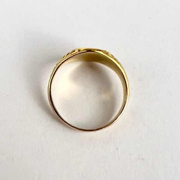 Edwardian Antique 10k Yellow Gold Engraved Signet Forget Me Not Ring 7.75'' - Image 8