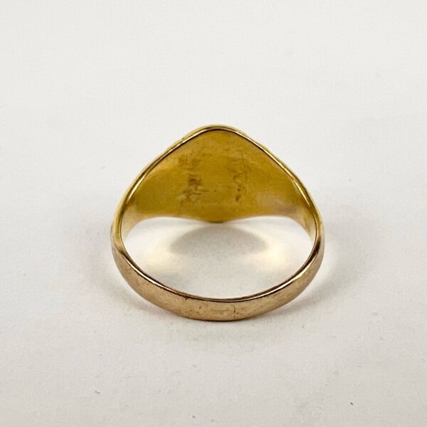 Edwardian Antique 10k Yellow Gold Engraved Signet Forget Me Not Ring 7.75'' - Image 9