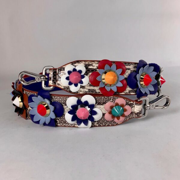 Fendi Python Flower/Floral Embellished Bag Strap You Strap - Image 4