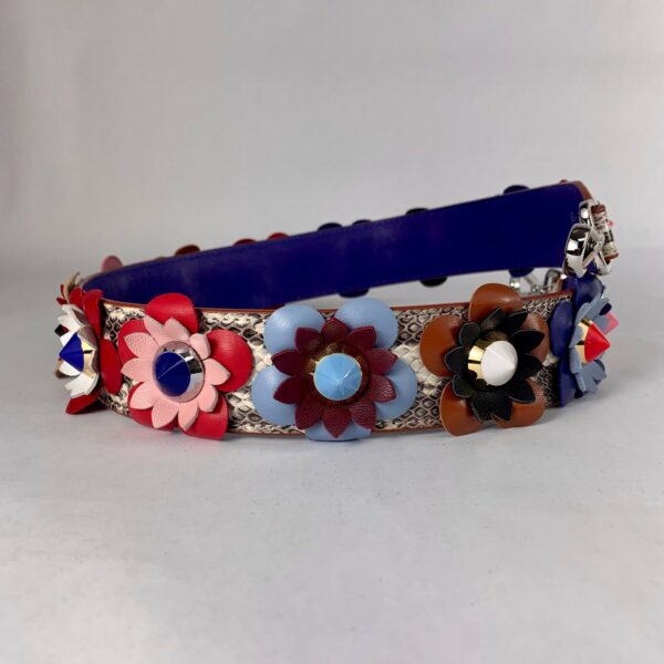 Fendi Python Flower/Floral Embellished Bag Strap You Strap - Image 5