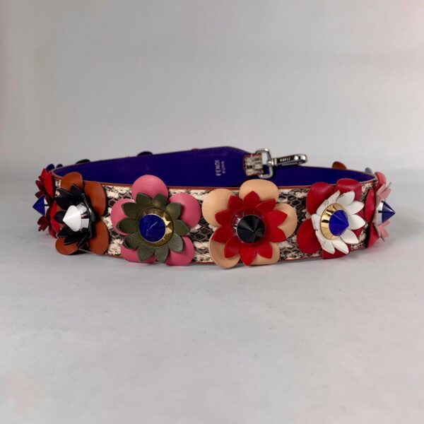 Fendi Python Flower/Floral Embellished Bag Strap You Strap - Image 6