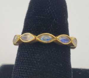Lauren Harper 18k Yellow Gold Bezel Set Moonstone Eternity Band Ring 6''