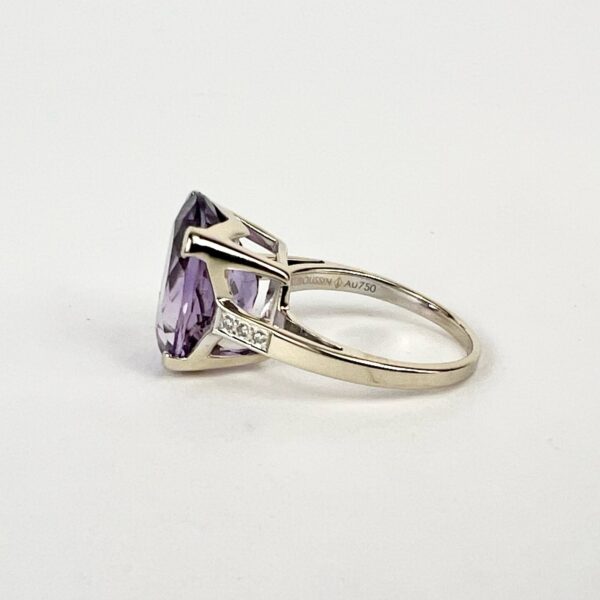 Mauboussin 18k White Gold "My Lovely Babe" Amethyst & Diamond Ring 6'' - Image 6