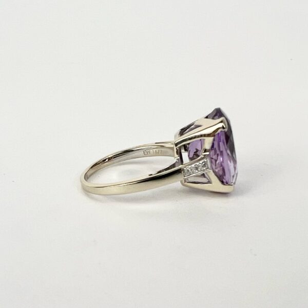 Mauboussin 18k White Gold "My Lovely Babe" Amethyst & Diamond Ring 6'' - Image 7