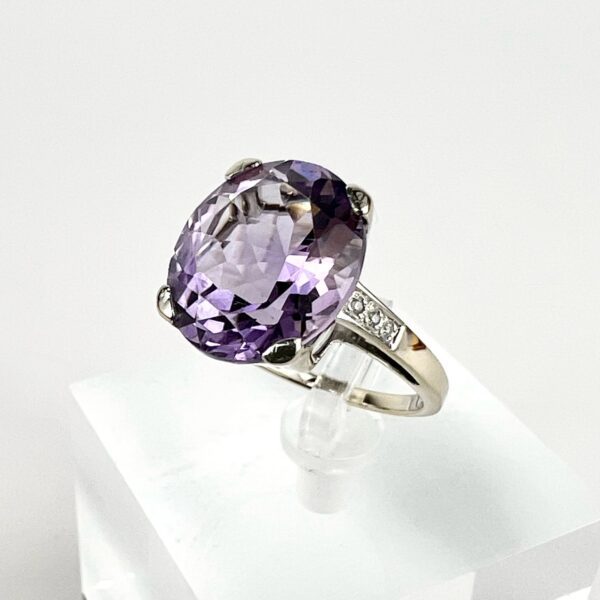 Mauboussin 18k White Gold "My Lovely Babe" Amethyst & Diamond Ring 6''