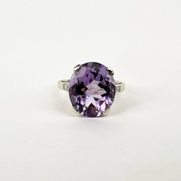 Mauboussin 18k White Gold "My Lovely Babe" Amethyst & Diamond Ring 6'' - Image 8