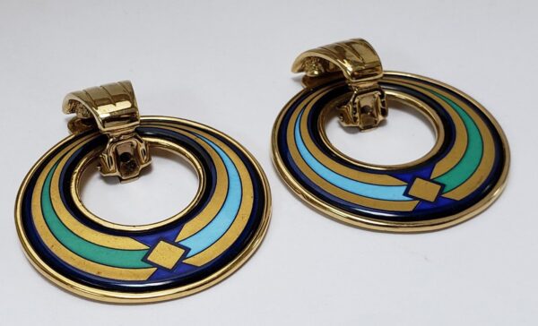 Michaela Frey Wille Modernist Enamel Clip On Dangling Dangle Costume Earrings - Image 3