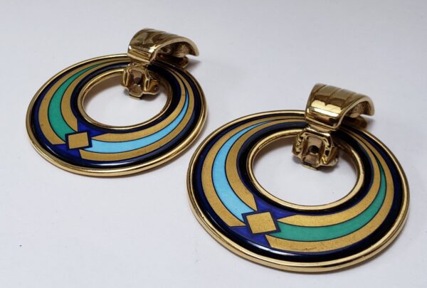 Michaela Frey Wille Modernist Enamel Clip On Dangling Dangle Costume Earrings - Image 4