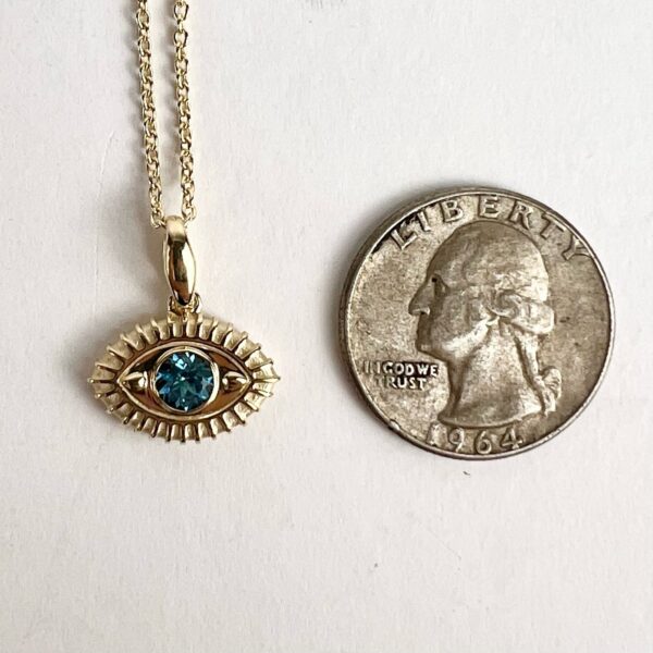 NeverNOT 9kt Yellow Gold "Life In Color" Blue Topaz Eye Pendant Necklace 16.5'' - Image 12