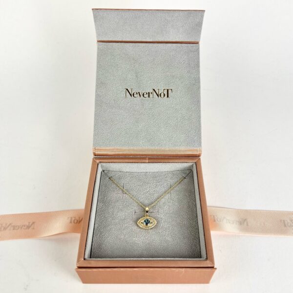 NeverNOT 9kt Yellow Gold "Life In Color" Blue Topaz Eye Pendant Necklace 16.5'' - Image 4