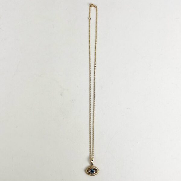 NeverNOT 9kt Yellow Gold "Life In Color" Blue Topaz Eye Pendant Necklace 16.5'' - Image 8