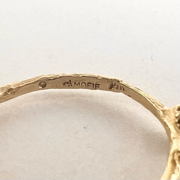 Sofia Kaman 14k Yellow Gold 3 Diamond Daisy Twig Texture Stacking Ring 7'' - Image 10