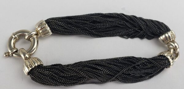 Tiffany & Co. Rare Sterling Silver Multi Strand Black Oxidized Mesh Bracelet - Image 3