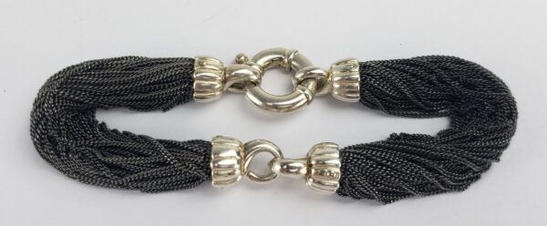 Tiffany & Co. Rare Sterling Silver Multi Strand Black Oxidized Mesh Bracelet - Image 4