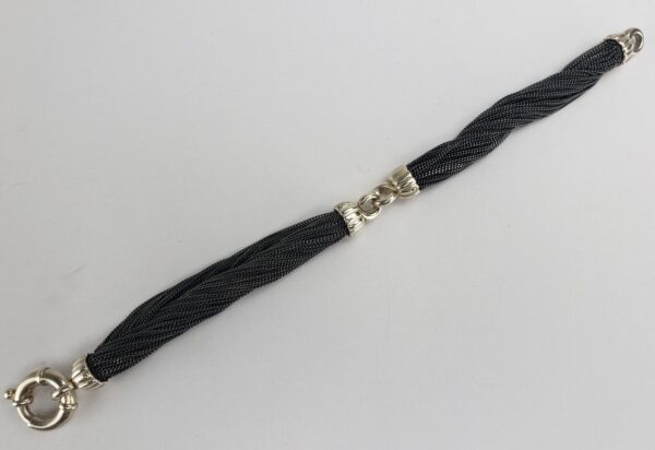 Tiffany & Co. Rare Sterling Silver Multi Strand Black Oxidized Mesh Bracelet - Image 5
