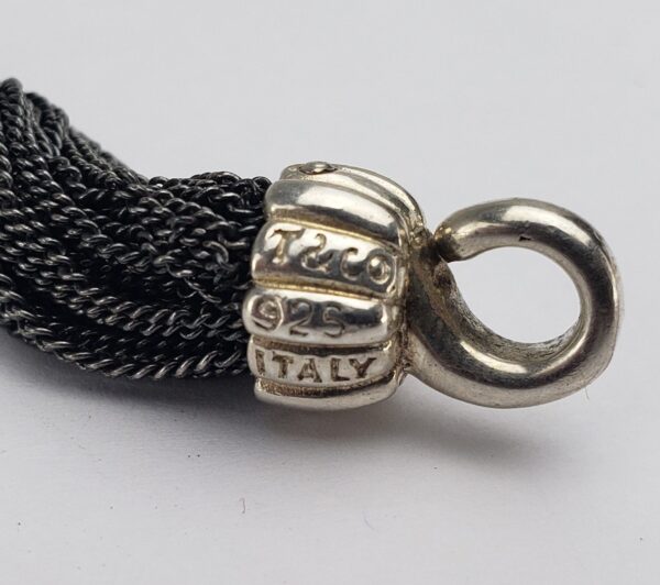 Tiffany & Co. Rare Sterling Silver Multi Strand Black Oxidized Mesh Bracelet - Image 7