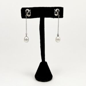 Tiffany and Co Elsa Peretti 925 Wave Pearl Drop Stud Earrings