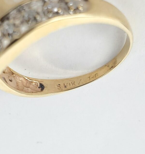 10k Multi-Tone Gold Natural Round Diamond Bypass Style Band Ring 7.25'' - Image 11