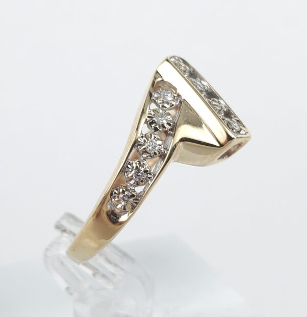 10k Multi-Tone Gold Natural Round Diamond Bypass Style Band Ring 7.25'' - Image 5