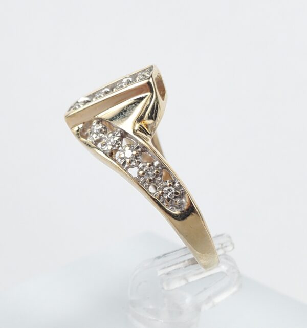 10k Multi-Tone Gold Natural Round Diamond Bypass Style Band Ring 7.25'' - Image 6