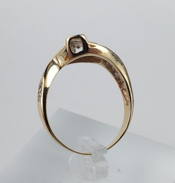 10k Multi-Tone Gold Natural Round Diamond Bypass Style Band Ring 7.25'' - Image 7