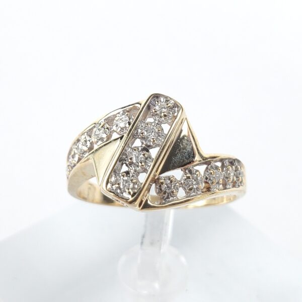 10k Multi-Tone Gold Natural Round Diamond Bypass Style Band Ring 7.25''