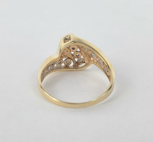 10k Multi-Tone Gold Natural Round Diamond Bypass Style Band Ring 7.25'' - Image 9