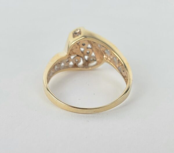 10k Multi-Tone Gold Natural Round Diamond Bypass Style Band Ring 7.25'' - Image 10