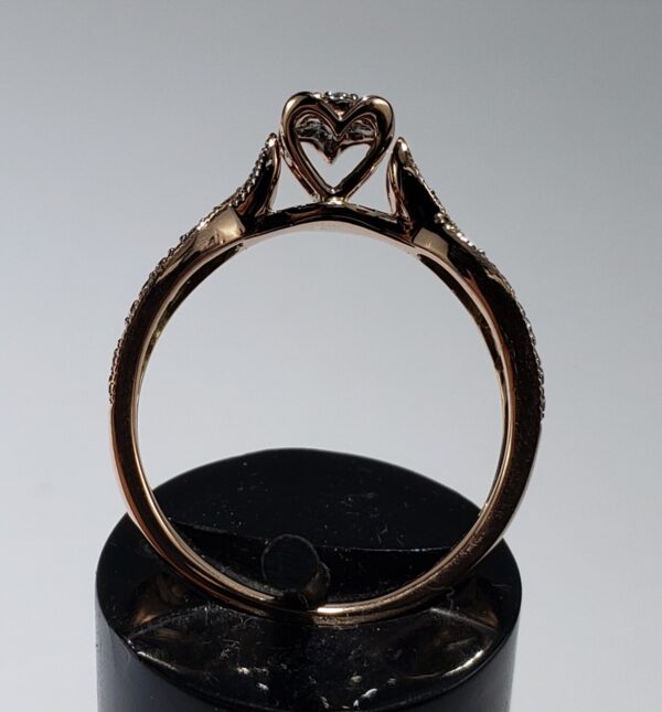 10k Rose Gold Diamond Split Shank Heart Engagement Cluster Illusion Setting Ring - Image 6