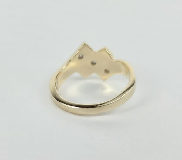 10k Yellow Gold Diamond Curved Stepped Segmented Bypass Band Ring 7'' - Image 11